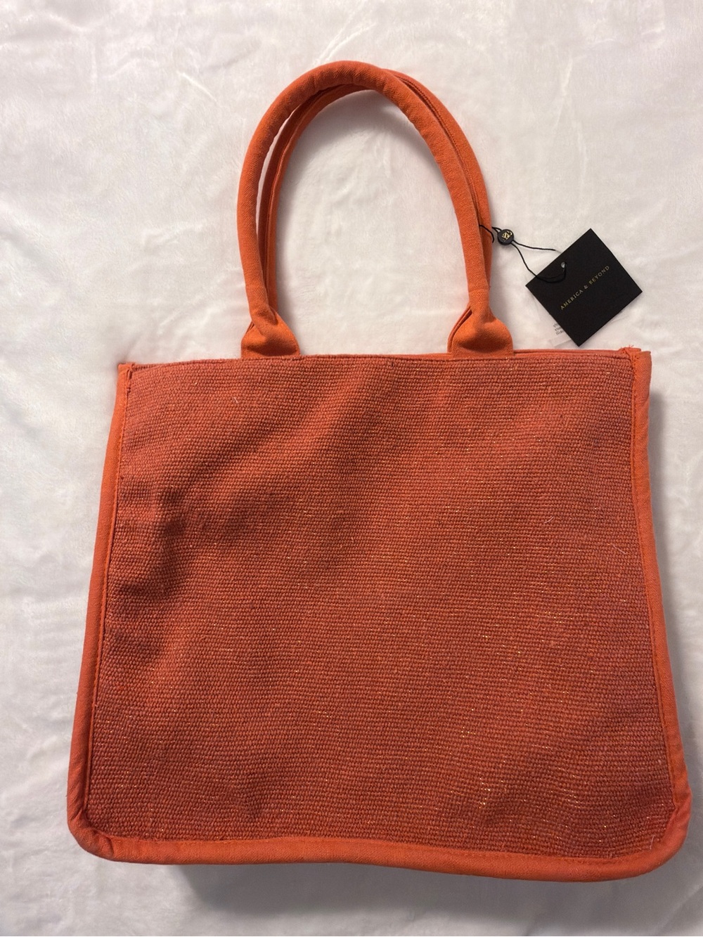 America & Beyond Orange Embroidered Patchwork Beaded Tote - Picture 2 of 6